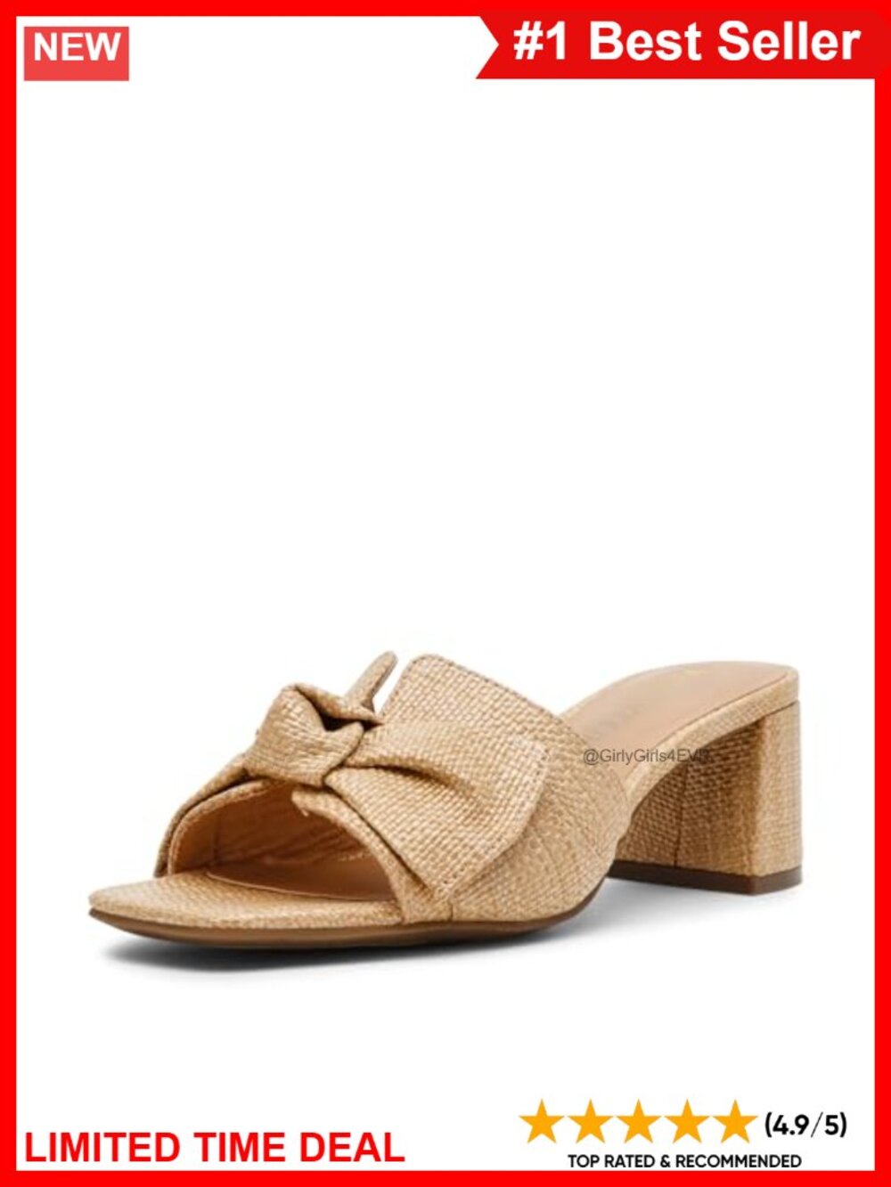 Anne Klein Kizmet Slide Sandals PU Bow Block Heel